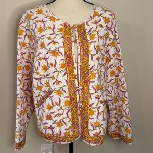 Sacred Threads floral quilted jacket SZ M